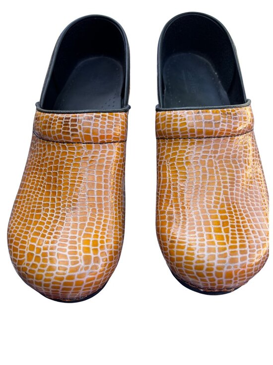 Sanita Shoes - Sanita Professional Clogs Tan Croc Patent Leather Nursing EU41 US10